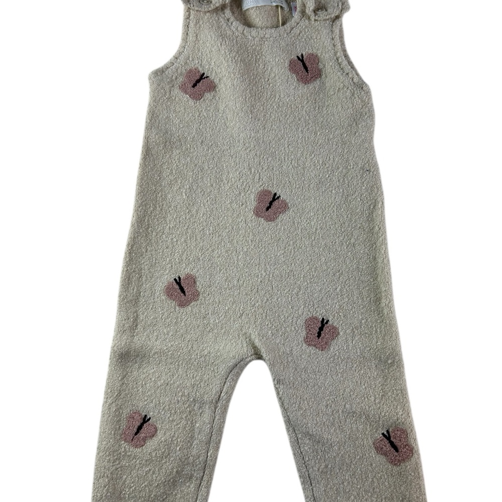 Zara Cream Knit Jumpsuit with Butterfly Accent